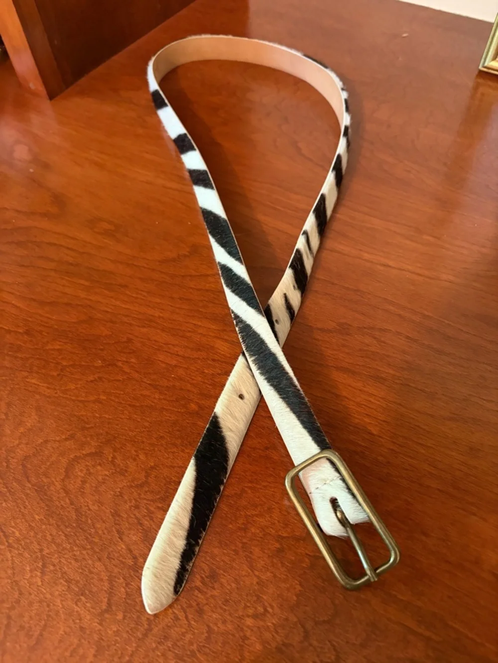 J. Crew Italian Leather Belt calf hair animal print small - Picture 3 of 3